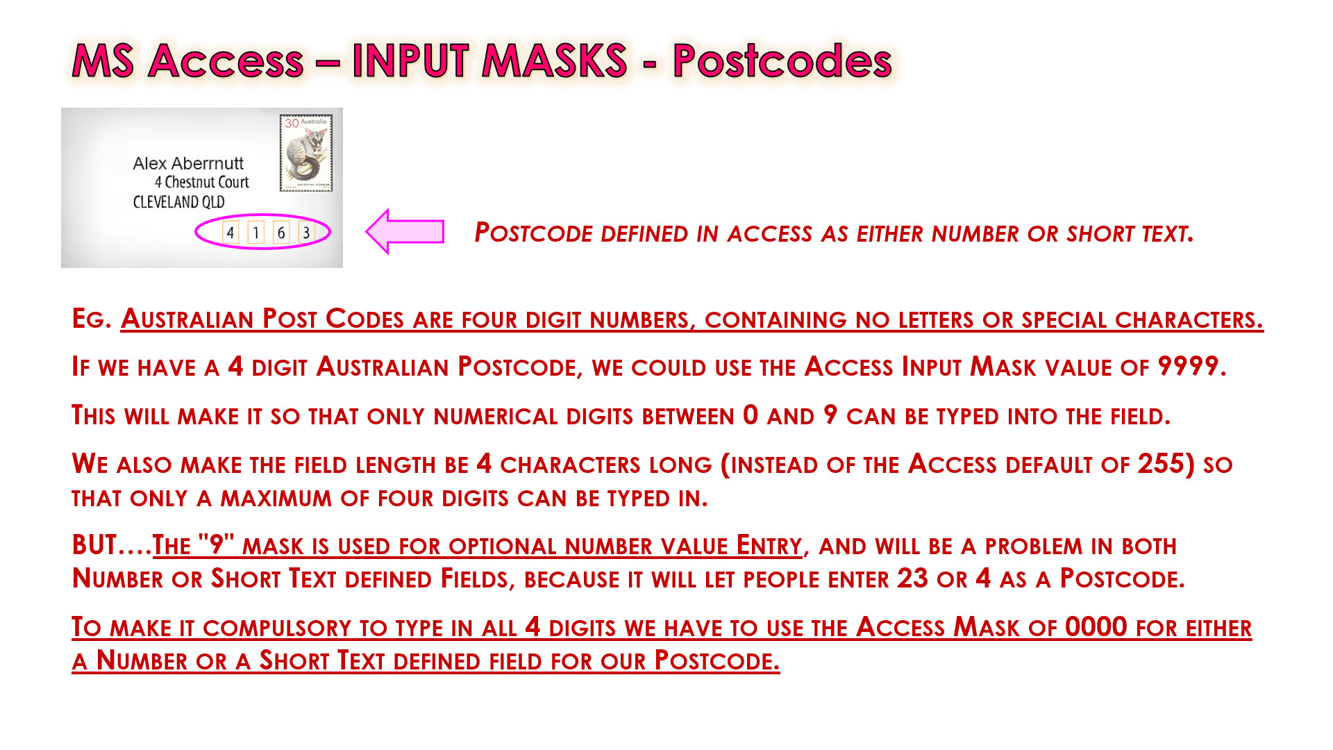 ms access input masks