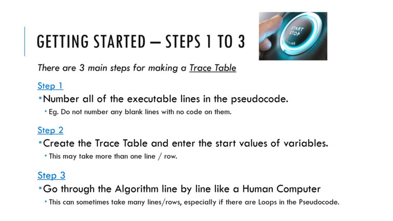 Desk Checking Algorithms Using Trace Tables – Passy World of ICT