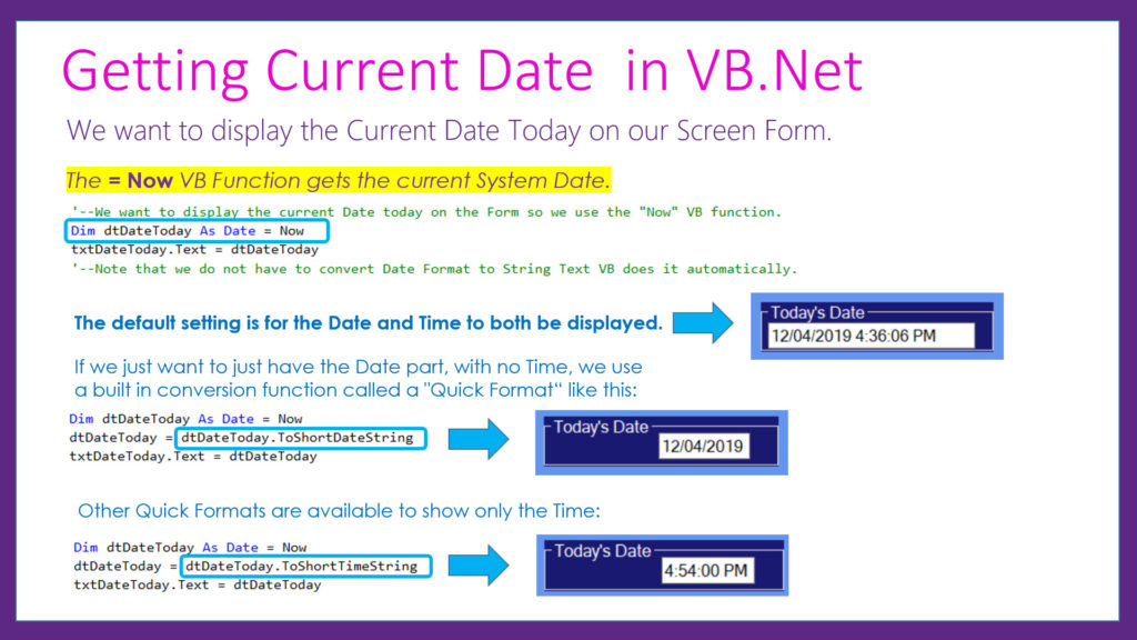 VB Dates – Input Output And Processing – Passy World Of ICT