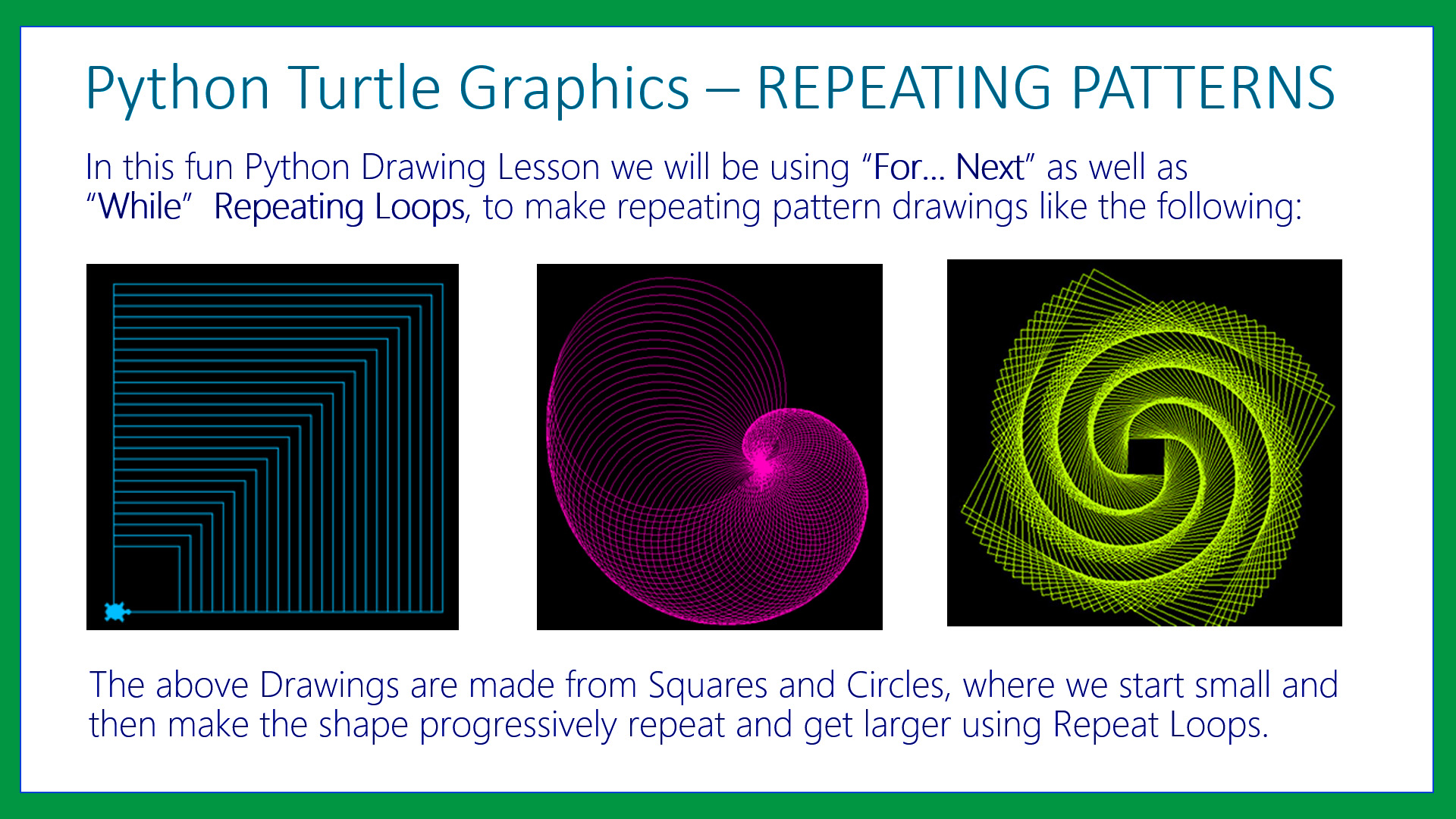 Python Turtle Graphics Drawing Repeating Patterns Passy World of ICT