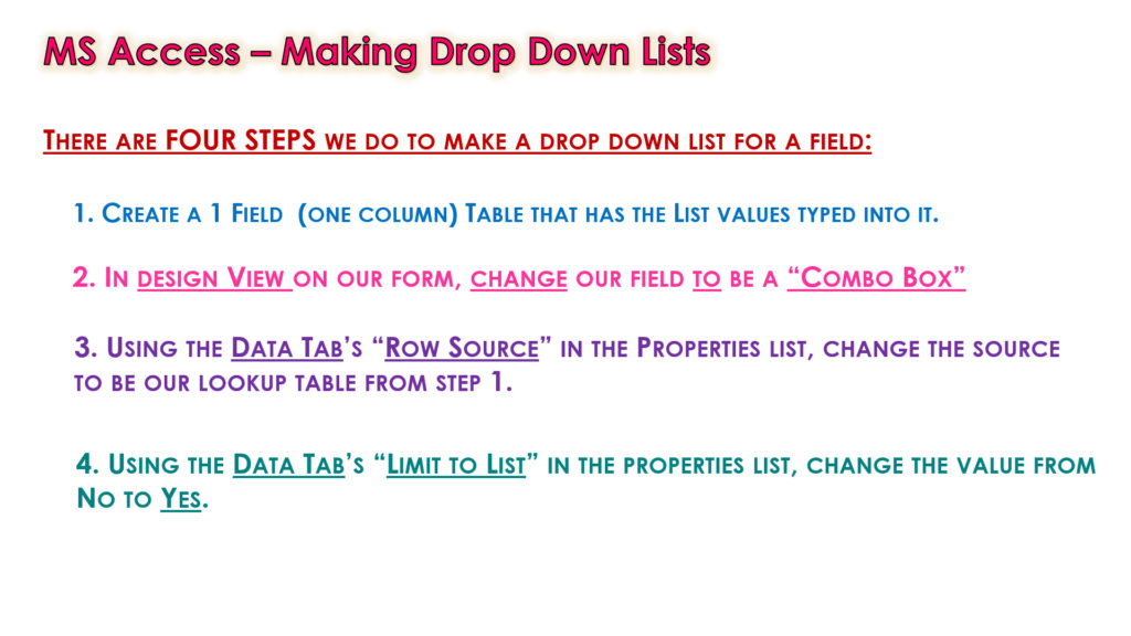 SDC Database Combo Box Drop Down List – Passy World of ICT