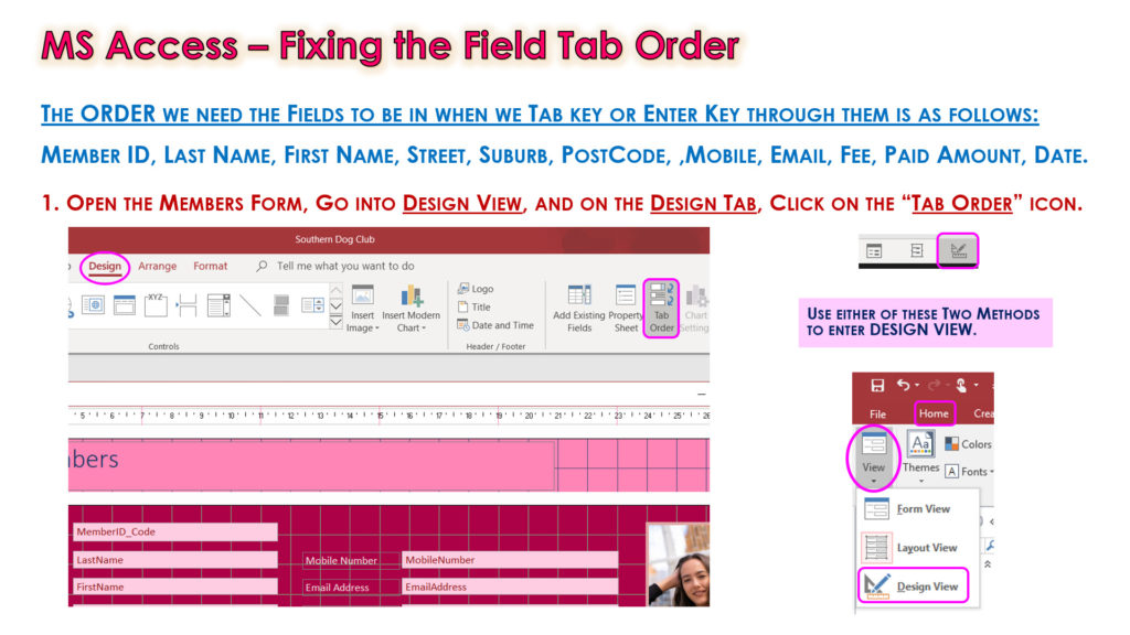 SDC Setting Form Fields Tab Order – Passy World of ICT